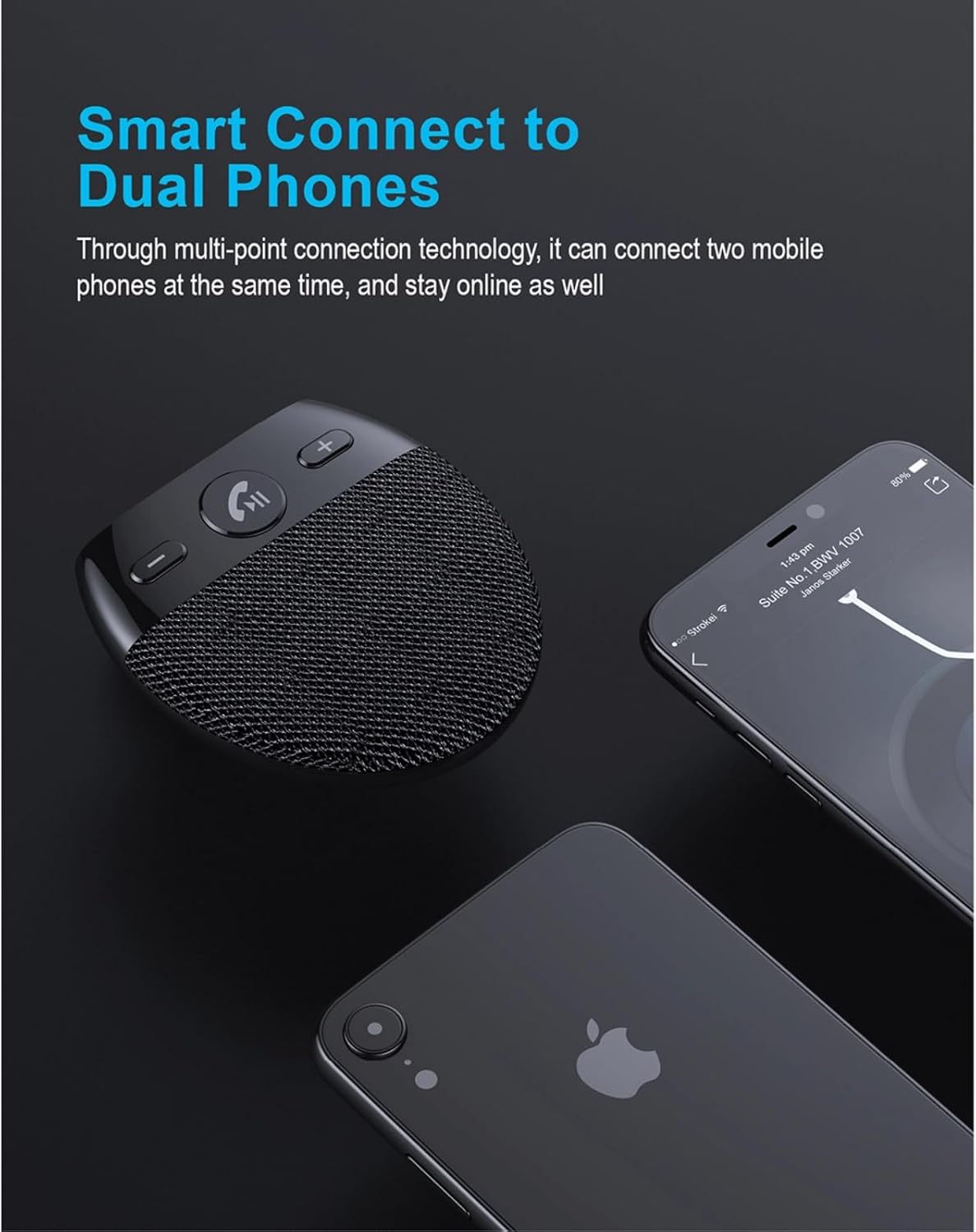 Hands-Free Bluetooth for Cell Phone Car Kit, Bluetooth 5.0 Car Speaker with CVC8.0 Double Noise Reduction Technology,