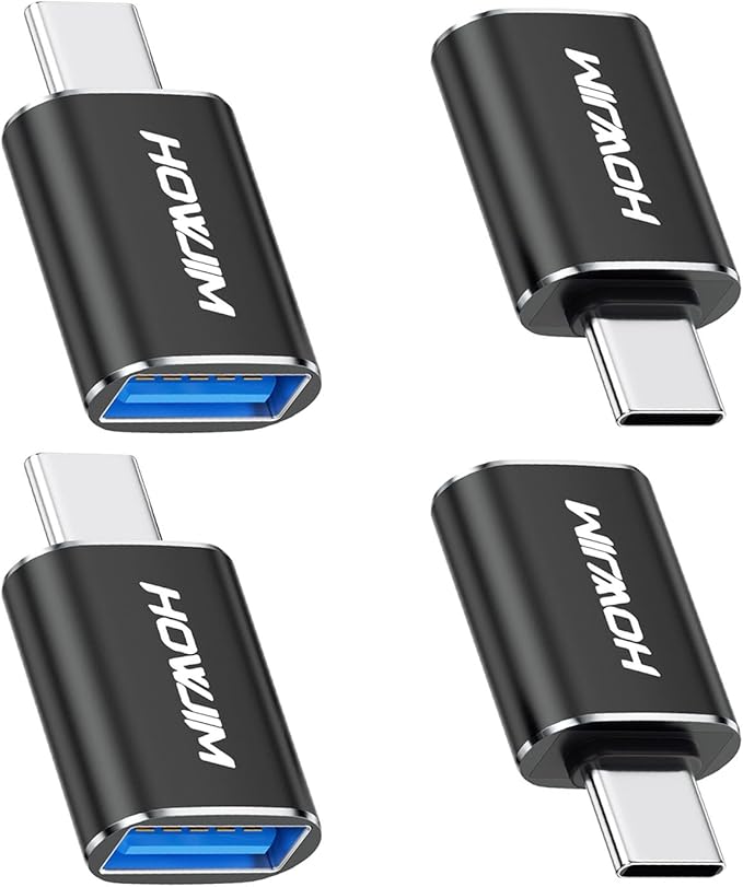USB C to USB Adapter 4 Pack,Type C Male to USB 3.2 Female OTG Adapter,100W Fast Charging 10Gbps Data Transfer for M-acBook Pro/Air,Phone 15 16 17,Pad,G-alaxy,X-Peria,S-urface,D-ell XPS Black