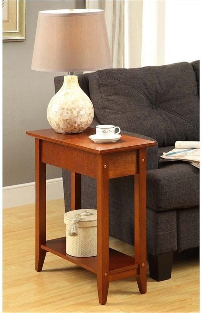 Convenience Concepts American Heritage Flip Top End Table 23.25" - Classic Narrow Chairside Accent with Hidden Storage & Lower Shelf for Traditional, Modern Living Room, Cherry
