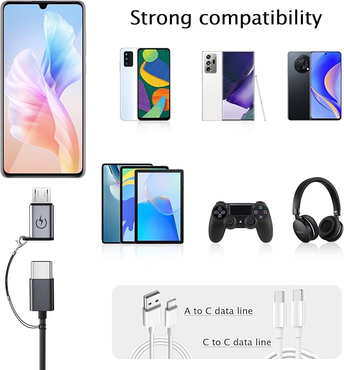 USB C to Micro USB Adapter (4 Packs), ，Micro USB to Type-C Adapter，Supports 18W Fast Charging, Does not Support OTG Connection, Such as Headphones, External Hard Drives, Keyboards
