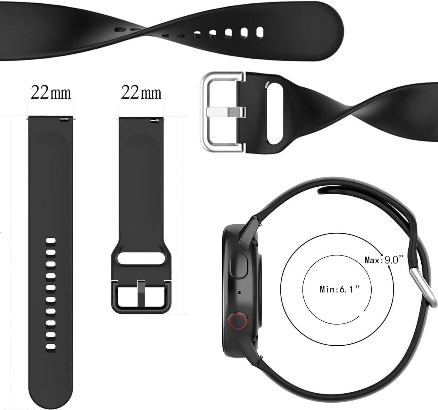 RuenTech Compatible for Nerunsa P66 Series Smart Watch Bands, Replacement Flexible Silicone Band for Women & Men