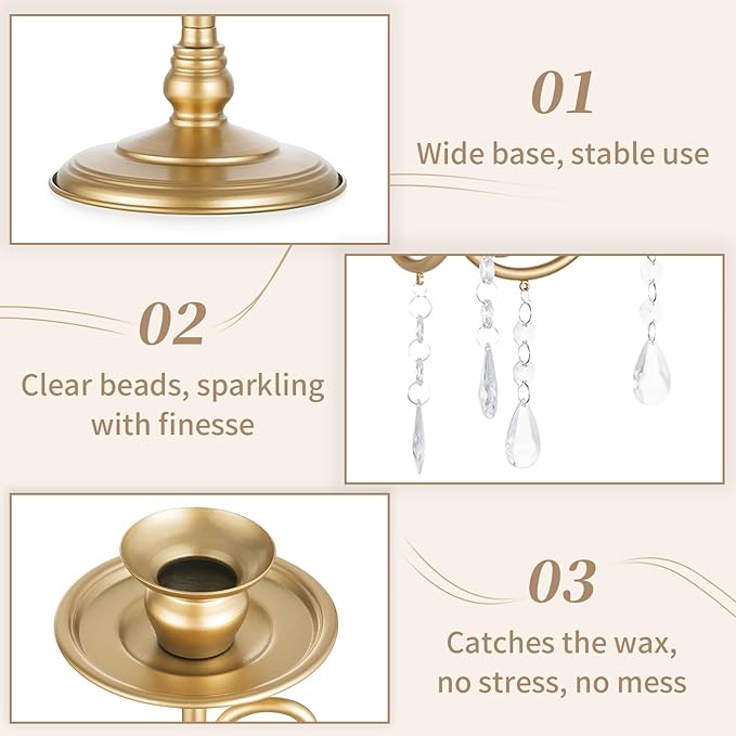 Sziqiq Gold Candelabra Candle Holder: 5 Arm Candelabras Centerpiece Table Decorations for Wedding - Vintage Metal Candlestick Candleholders for Dining Table Fireplace
