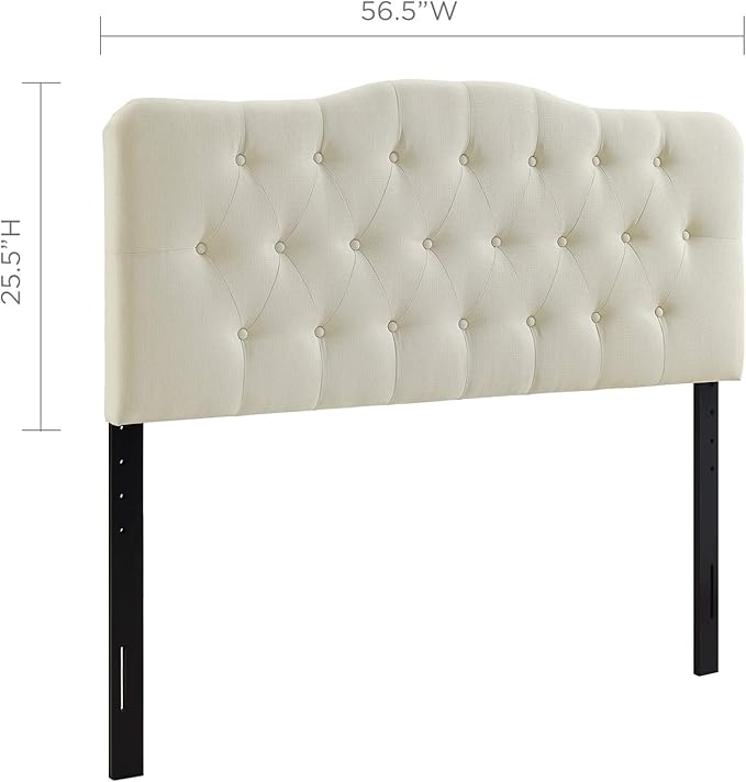 Modway Annabel Tufted Button Linen Fabric Upholstered Full Headboard in Ivory