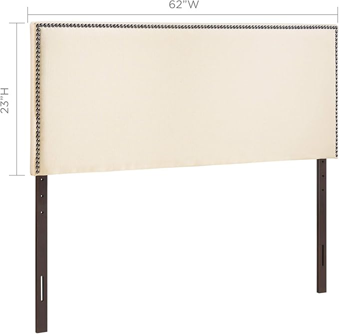 Modway Region Linen Fabric Upholstered Queen Headboard in Ivory with Nailhead Trim