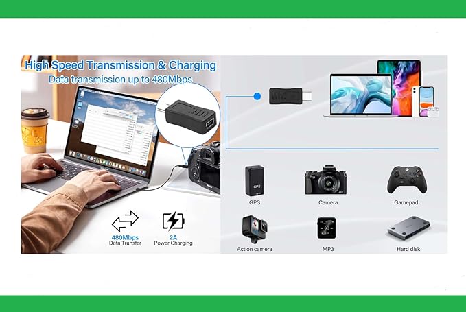 USB Type C to Mini USB Adapter Type C Male to Mini USB Female Adapter Suitable for in Car Dashcam, Camera Laptop Digital MP3/4/5 Player GPS (1 Pack)
