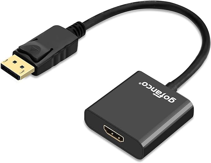 gofanco DisplayPort to HDMI Adapter - Black Male to Female DP to HDMI Converter for DisplayPort Enabled Desktops and Laptops to Connect to HDMI Displays (DPHDMI)