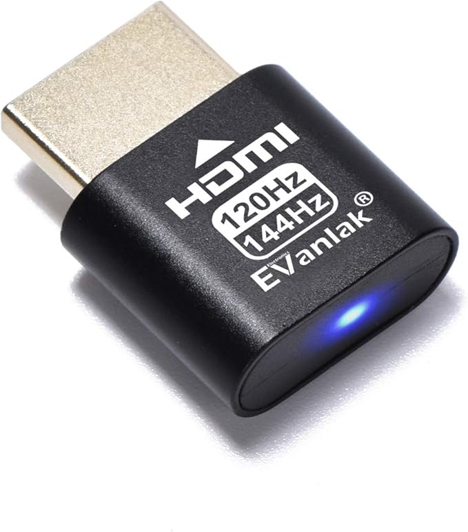 EVanlak HDMI Headless（High Rate240） HDMI Dummy Plug,Headless Ghost, Display Emulator Black 3Pcs