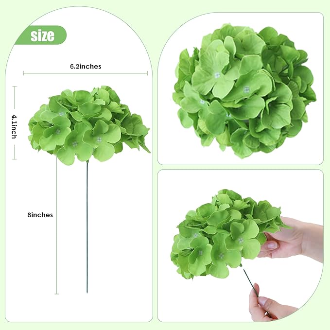 AVIVIHO 65 PCS Green Hydrangea Artificial Flowers Bulk Realistic Fake Hydrangeas Silk Flowers with Stems for Home Weddings,Centerpieces,Party Arch Backdrop Decor DIY Florals Decorations