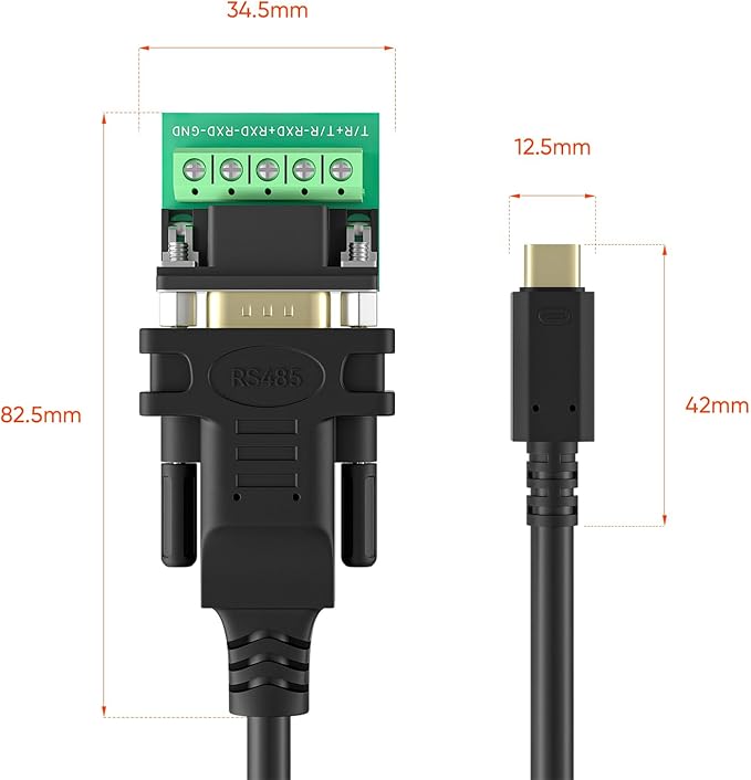 USB C to RS485/RS422 Serial Port Converter Adapter Cable with FTDI Chip Supports Windows 11 10 8 7 XP Mac…