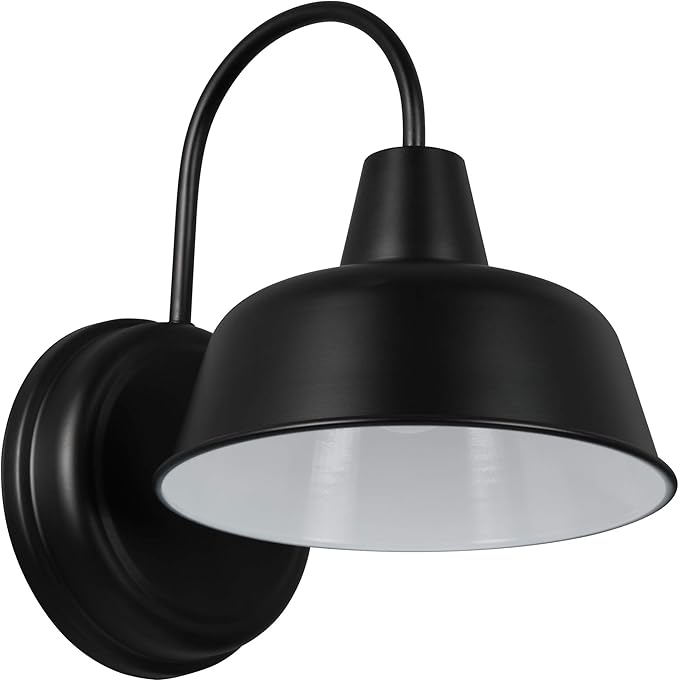 Design House Mason Barn Light Indoor/Outdoor Wall Mount Modern Industrial Farmhouse Wall Light Set for Patio, Garage, Bathroom, Office, Kitchen, 8 inch, Matte Black, 2-Pack, 588855-BLK