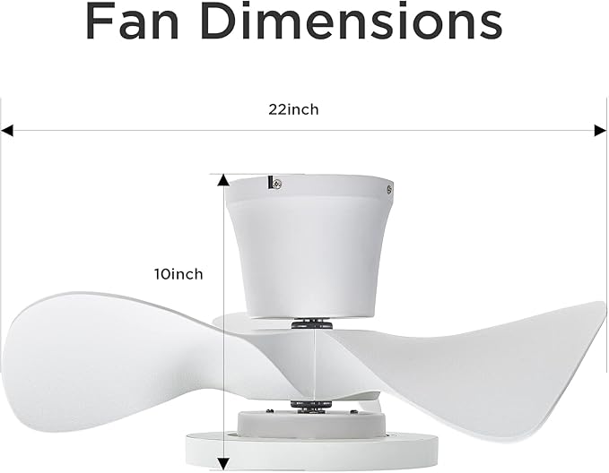 ocioc Quiet Ceiling Fan with LED Light 22 inch Large Air Volume Remote Control for Kitchen Bedroom Dining Room Patio