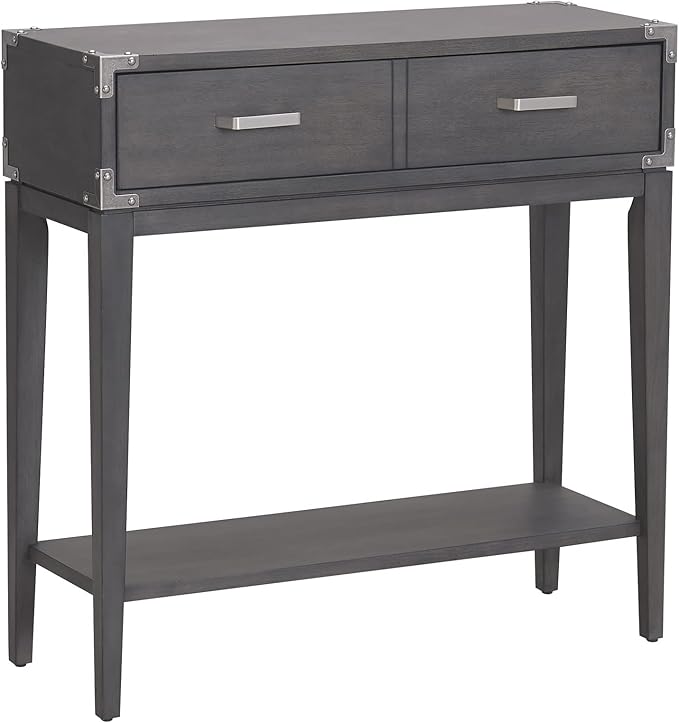 Leick Home 24032 Beckett One Drawer Hall Stand with Shelf for Living Room, Hallway, Entryway, Anthracite/Pewter
