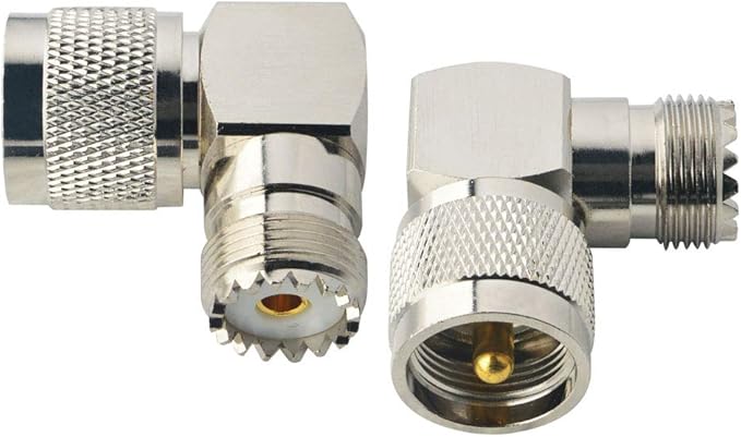 Boobrie UHF Connector Right Angle Coax Connector UHF Male Plug PL259 to UHF Female Jack SO239 90 Degree L Shape Low Loss Coax Cable Connector RF Antenna Adapter Pack of 2