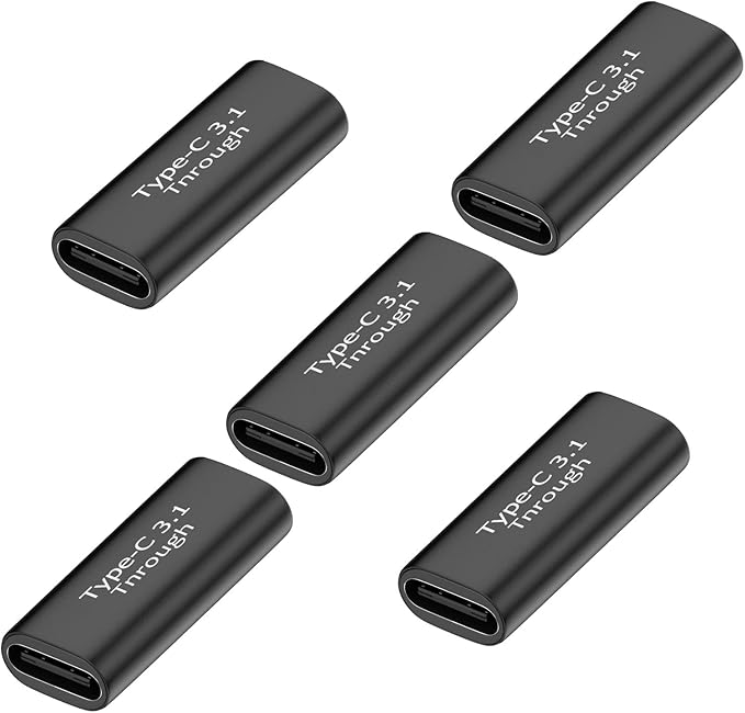 Pastall 5 Pack USB C Female to Female Adapter.Usbc Extender.USBC Coupler Supports Up to 10Gbps Data Transfer and 100W Fast Charging.Compatible with Thunderbolt 4/3 Supports 8K@60Hz Video.