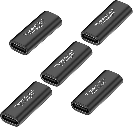 Pastall 5 Pack USB C Female to Female Adapter.Usbc Extender.USBC Coupler Supports Up to 10Gbps Data Transfer and 100W Fast Charging.Compatible with Thunderbolt 4/3 Supports 8K@60Hz Video.