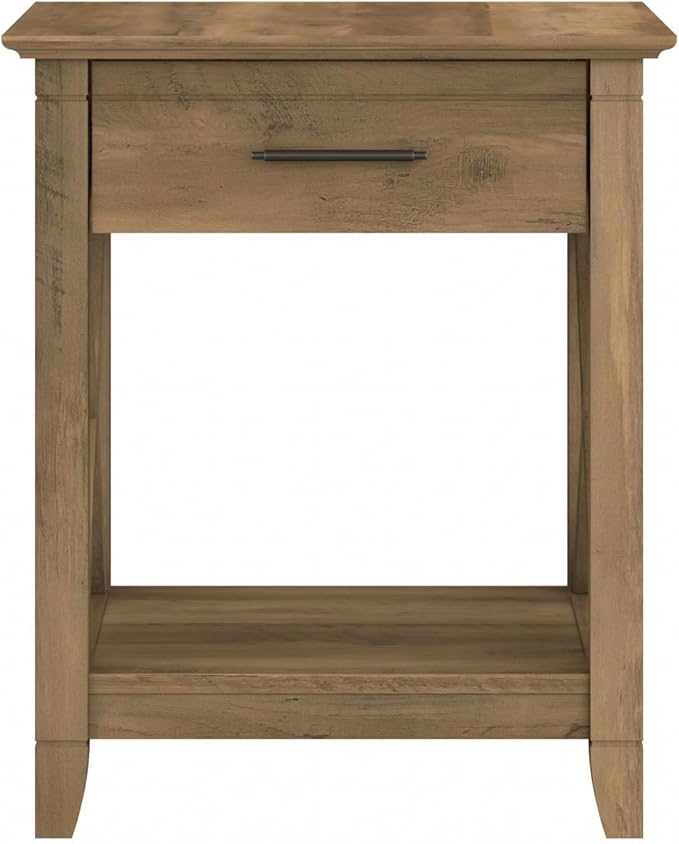 Bush Home End Table with Drawer, Nightstand with Storage, Living Room and Bedroom Furniture, Key West Collection, Reclaimed Pine