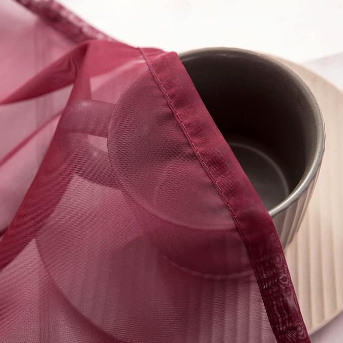 MIULEE Christmas Sheer Window Scarf Valance, Voile Topper Long Window Treatment, Wedding Arch Drapes for Ceremony Canopy Bed, Swag Curtain Scarf Decoration One Panel, 54 x 144 Inches Long, Maroon Red