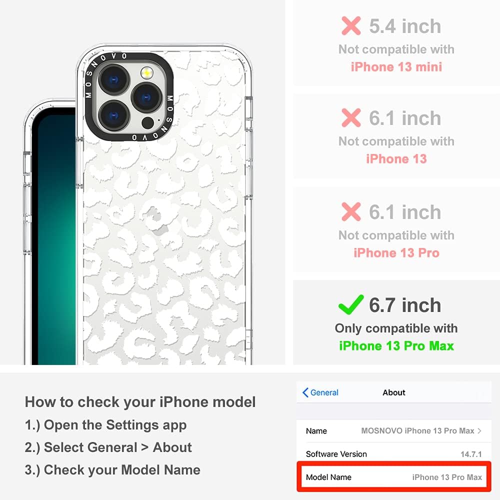MOSNOVO Clear TPU Bumper Case for iPhone 13 Pro Max - Military-Grade Drop Protection with Anti Peel Off Tech - White