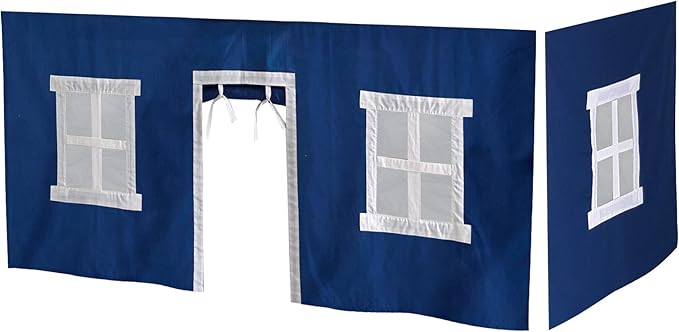 Max & Lily Underbed Privacy Curtain for Low Bunk/Loft Bed, 2 Panel Play Curtain Set - Hot Blue/White Cotton