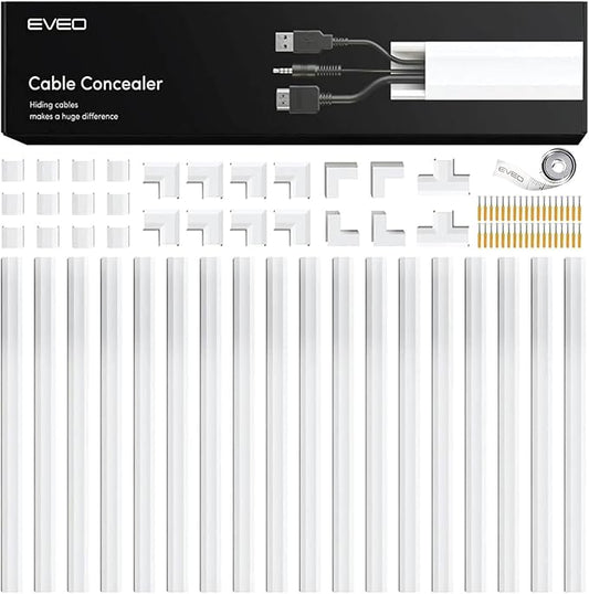 Cord Covers for Wires on Wall - 300in Cable Management Cable Hider - Cord Hiders for TV On Wall - Paintable Cable Concealer - Wire Covers for Cords - 20X (L16 x W0.95 x H0.5) - Medium | White