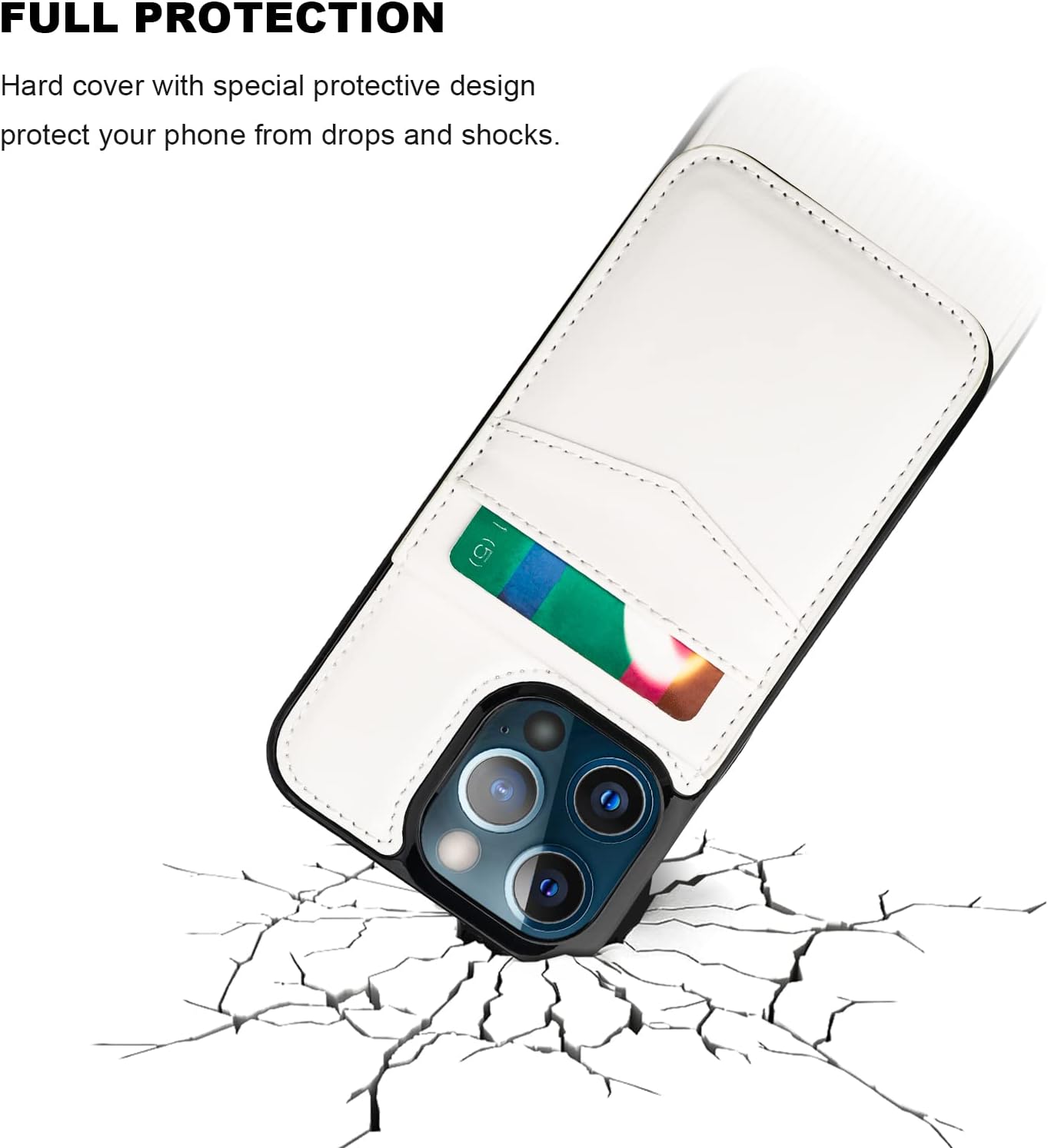 KIHUWEY Compatible with iPhone 13 Pro Case White - Wallet with Credit Card Holder, Premium Leather Magnetic Clasp