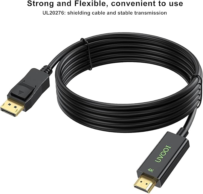 DisplayPort to HDMI Cable 10 FT 2-Pack, 4K Display Port DP to HDMI 10FT Cables Cord Support Video and Audio Compatible for Computer, PC, Monitor, Projector HDTV - 2Pack