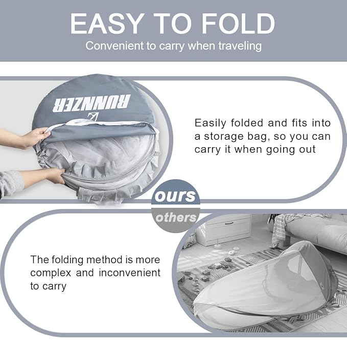 Pop Up Baby Crib Tent, Crib Net Canopy to Keep Baby in, Crib Mosquito Net with Viewing Window, Soft Mesh Cover & Pop Up Structure