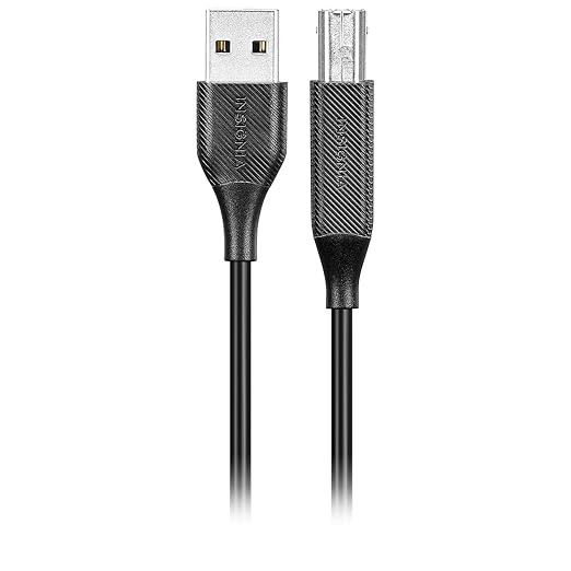 INSIGNIA USB Cables, 20Gbps High-Speed Charging & Data Sync, Braided Nylon, Compatible with MacBook, Laptop, iPhone, iPad, Android (6 ft (Black), USB to USB-B Printer Cable)