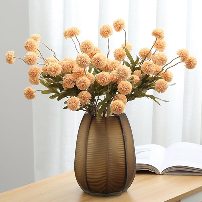 Artificial Flowers for Vases 20.5 Inch 10 Stems， Silk Dried Fake Mums Bouquet Indoor Faux Floral Arrangements for Decoration (Yellow)