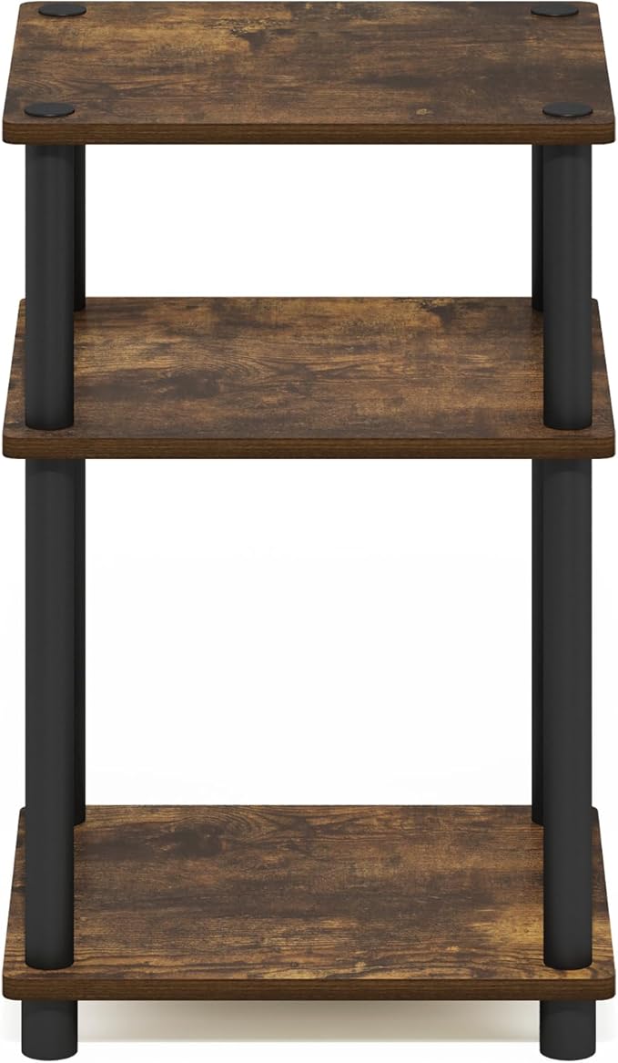 Furinno JUST Side Table, 3-Tier End Table, Open Shelves Night Stand, Bedside Table, Toolless Assembly, for Living Room, Bedroom, Bathroom, Amber Pine