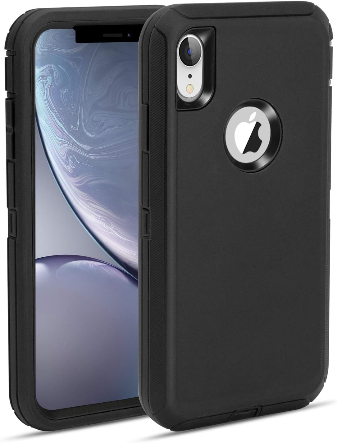MAXCURY Heavy Duty iPhone XR Case, Shock Absorption Full Body Protective Case for iPhone 10R, Black