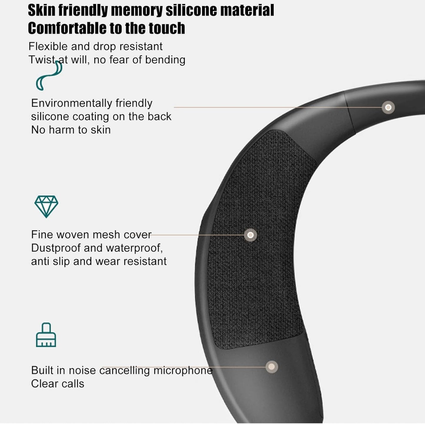 Yoidesu Neckband Portable Bluetooth Speakers, Bluetooth 5.3 Wearable Speaker with 3D Stereo Surround Sound for Cycling