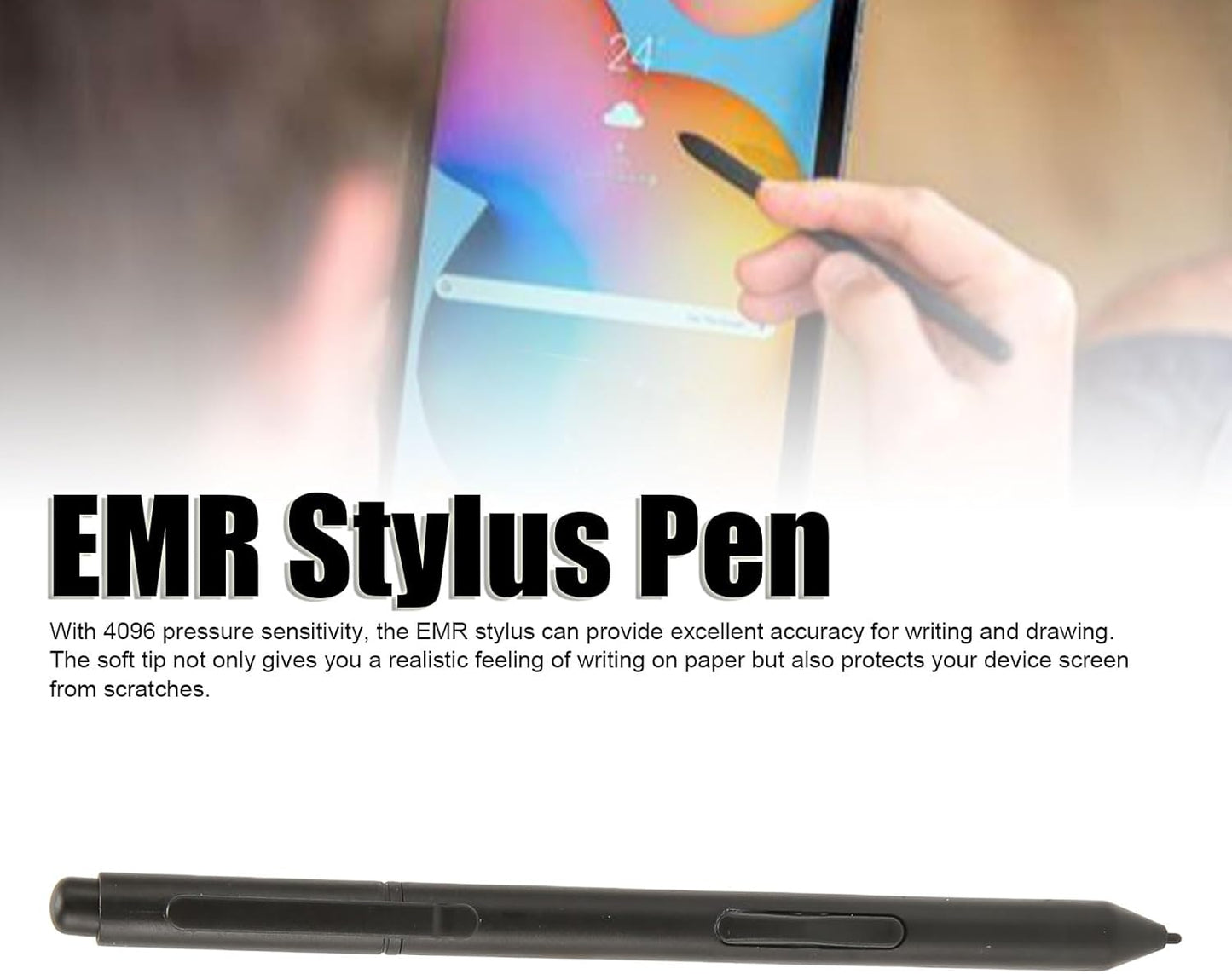 EMR Pen with Soft Tip, 5 Replacement Tips, 4096 Pressure Sensitivity, Support Palm Rejection and Tilt, Black