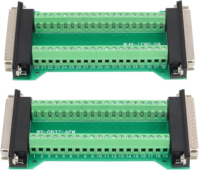 2PCS DB37 Male to Female Terminal Breakout Board, RS232 D-SUB Serial to 37 Pin in One Breakout Board Solderless Port Terminal Block Gender Changer