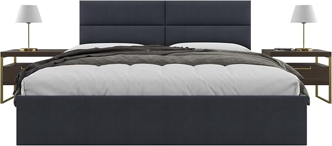 Vänt Upholstered Wall Panels - King/Cal King Size Wall Mounted Headboards - Ribbed Midnight Blue - Twin/King - Set of 4 Panels (Each Individual Panel 39"x11.5")