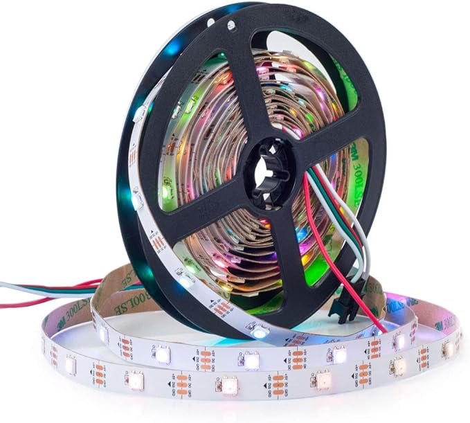 BTF-LIGHTING WS2812B RGB ECO LED Strip, Chasing Effects 5050SMD Individually Addressable 16.4FT 30Pixels/m 150Pixels Flexible Dream Color IP30 for Bedroom DIY Project DC5V(No Adapter or Controller)