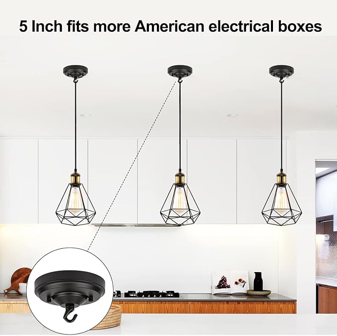 Light Canopy Kit, 5IN Chandelier Kit with Hook, Matte Black Ceiling Metal Canopy for Pendant Light, Grow Light, Plant, Max Load 33LBS