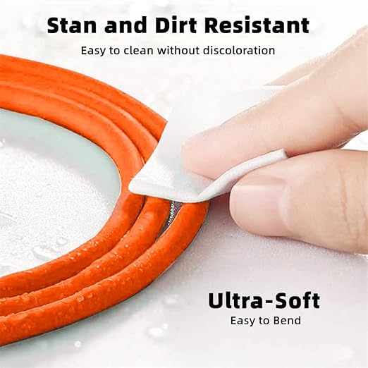 NFHK USB-A Type A to USB-C Liquid Silicone Ultra Soft 120W Power USB2.0 Data Orange Cable Fast Charge for Laptop Tablet Phone 100CM