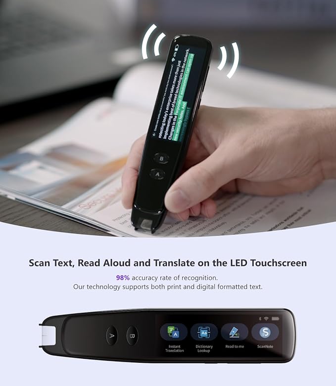 PenPower WorldPenScan Go - Translation Pen with Scanning, Reading, Audio Recording, Live Interpretation, and AI English Learning Platform for Kids & Adults