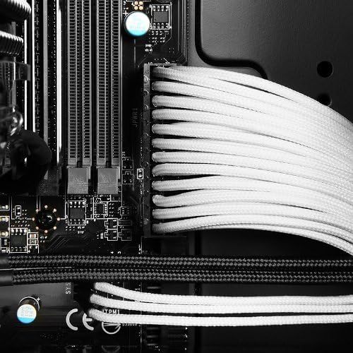 SilverStone PP07-MBW Sleeved Extension Power Supply Cable with 1 x Motherboard 24-Pin Connector, SST-PP07-MBW