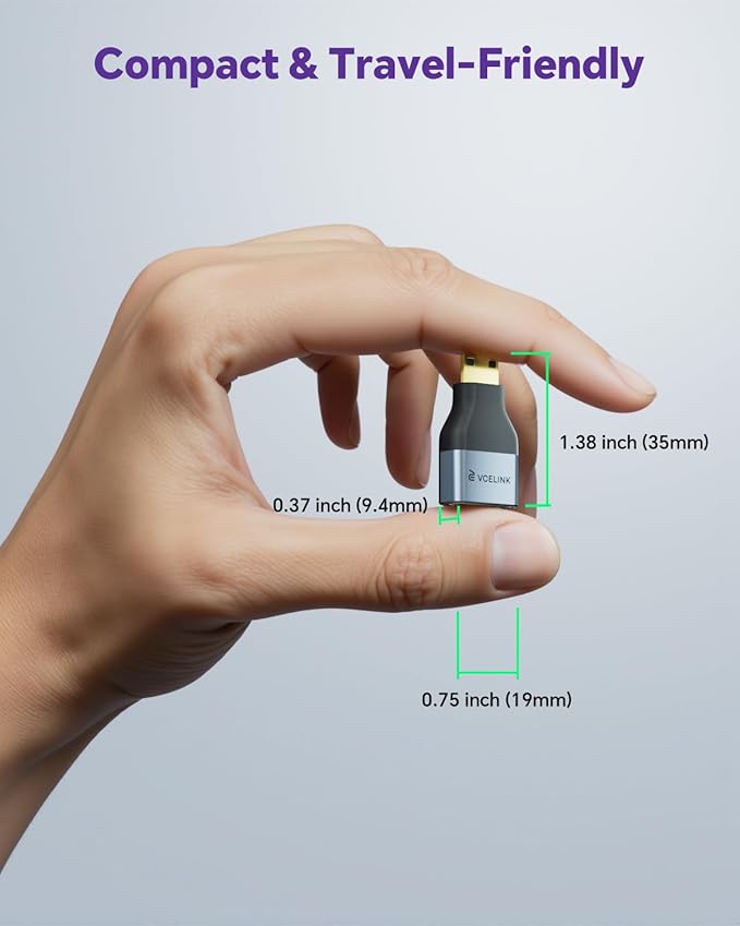 VCE Mini HDMI to HDMI Adapter, 8K@60Hz/4K@120Hz UHD Gold-Plated Converter and Alloy Housing 48Gbps HDMI 2.1 High-Speed for Camera, Tablet, Laptop to TV, Monitor, Projector, PS5, Xbox
