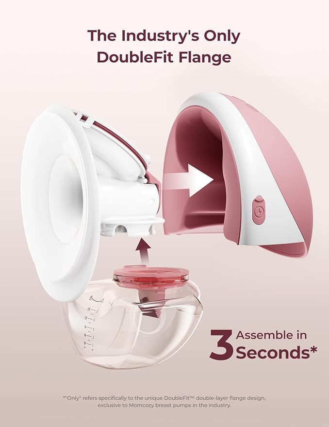 Momcozy Breast Pump Hands Free Upgraded Mobile Flow | M9, App Discreet Control with Personalized Multi-Modes & 15 Levels, Wearable Breast Pump 24mm, 1 Pack Cozy Red