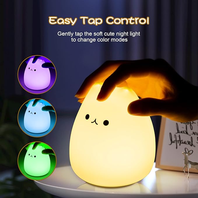 Litake LED Cat Night Light for Kids, Battery Powered Silicone Animal Cute Cat Nursery Night Lights, Portable Night Light, Ideal Multicolor Gifts for Women, Baby, Children, Toddlers, Teen Girls