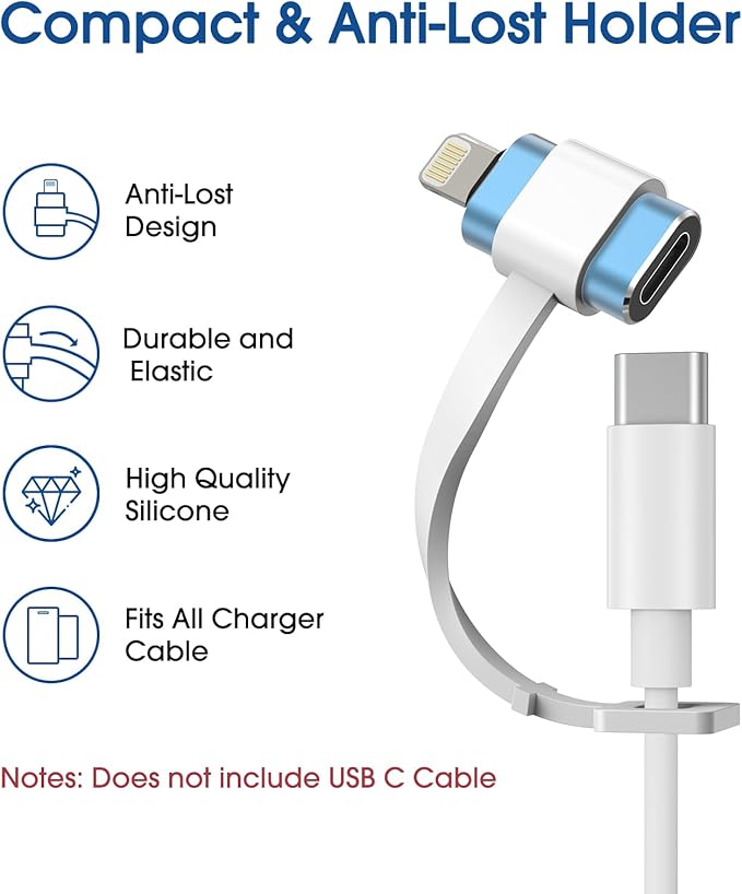 TechMatte Female USB C to Male Lightning Adapter 3 Pack 2.2A Charging Data Transfer, Compatible with iPhone 14, 13, 12, 11 Xs SE iPad iPod AirPods, Not for Audio Headphones/OTG Android Anti-Lost, Blue