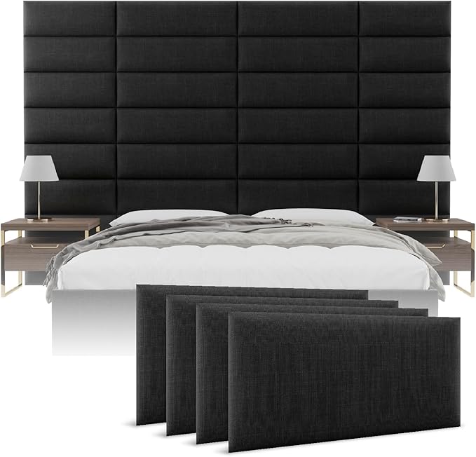 Vänt Upholstered Wall Panels - Queen/Full Size Wall Mounted Headboards - Weave Steel - Set of 4 Panels (Each Individual Panel 30"x11.5")