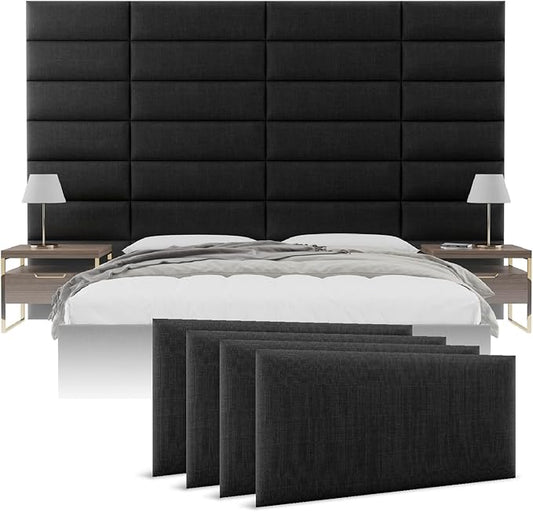 Vänt Upholstered Wall Panels - Queen/Full Size Wall Mounted Headboards - Weave Steel - Set of 4 Panels (Each Individual Panel 30"x11.5")