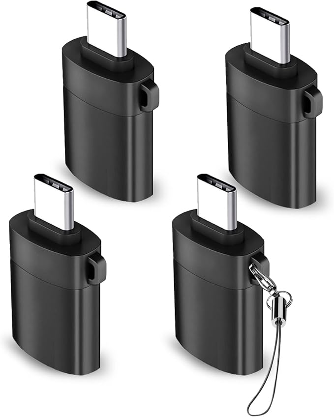 USB C to USB Adapter 4 Pack,USBC Male to USB A 3.0 Female OTG Adapter, Type C Thunderbolt 4 Converter OITYEUF for iPhone 15 Pro Max Plus,MacBook Pro Air2024,Samsung S24 S23 S22 S21 Galaxy,iPad (Black)