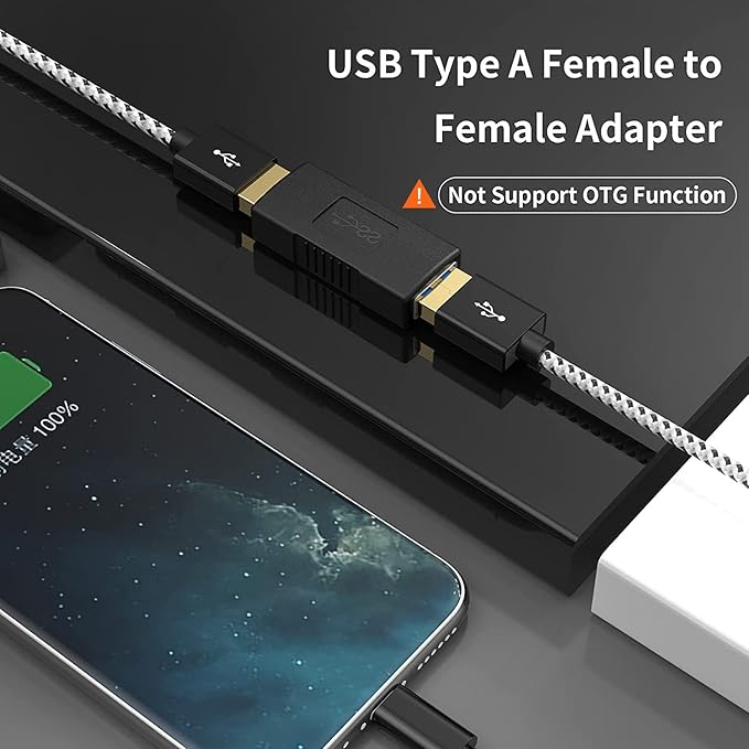 CableCreation 2 Pack USB Coupler USB 3.0 A Female to Female Extension Adapter, Black