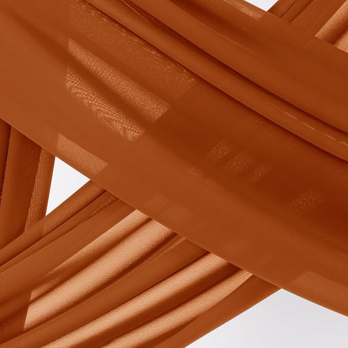 Socomi Wedding Arch Draping Fabric 2 Panels 29" x 19Ft Terracotta Sheer Chiffon Curtain Drapes 6 Yards for Wedding Ceremony Birthday Party Decoration
