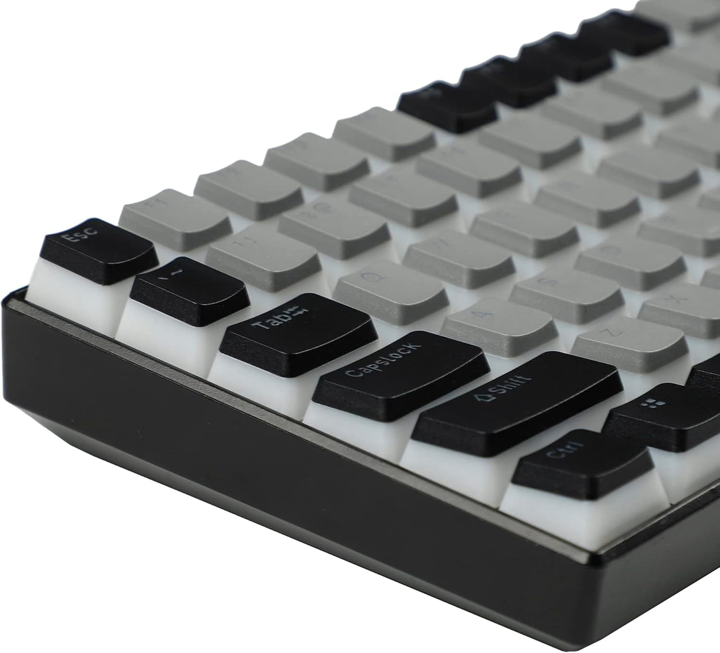 YMDK 128 PBT Double Shot ANSI ISO OEM Profile Pudding Keycaps for MX Mechanical Keyboard 61 68 87 104 (128 Black Gray)